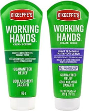 O'Keeffe's Working Hands Hand Cream Plus Night Treatment Bundle, 7 oz | 2 Total Tubes, Repairing Skincare for Cracked, Dry Hands, Hypoallergenic, Non-Greasy Formula