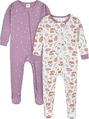 Gerber Baby Girls 2-Pack Footed Pajamas