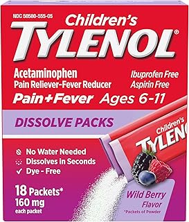 Children's Tylenol Dissolve Packs, 160 mg Acetaminophen, Wild Berry, 18 ct
