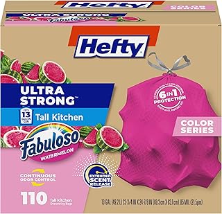 Hefty Ultra Strong 13 Gal Pink Kitchen Trash Bags, Watermelon Scent, 110ct