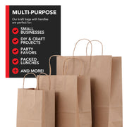 Brown Kraft Paper Bags with Handles Variety Pack (150 Count) by Stock Your Home – Variety Pack, Paper, Brown, Pack of 150, Model 3640