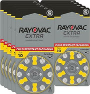 Rayovac Extra Hearing aid Batteries Size 10. Long-Lasting Mercury-Free zinc-air Hearing aid Batteries - 1.45v. (60 Batteries)