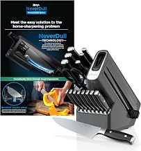 NeverDull™ 17-Pc Knife Block Set, Built-in Sharpener, Black, K32017