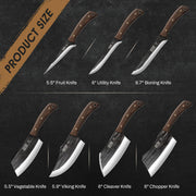 HOSHANHO Butcher Knife Set, High Carbon Stainless Steel, 8 Piece with Roll Bag