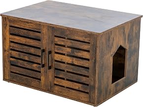 Trixie XL Farmhouse Litter Box Enclosure, Indoor Cat Furniture, Hidden Litter Box Cabinet or End Table, Brown