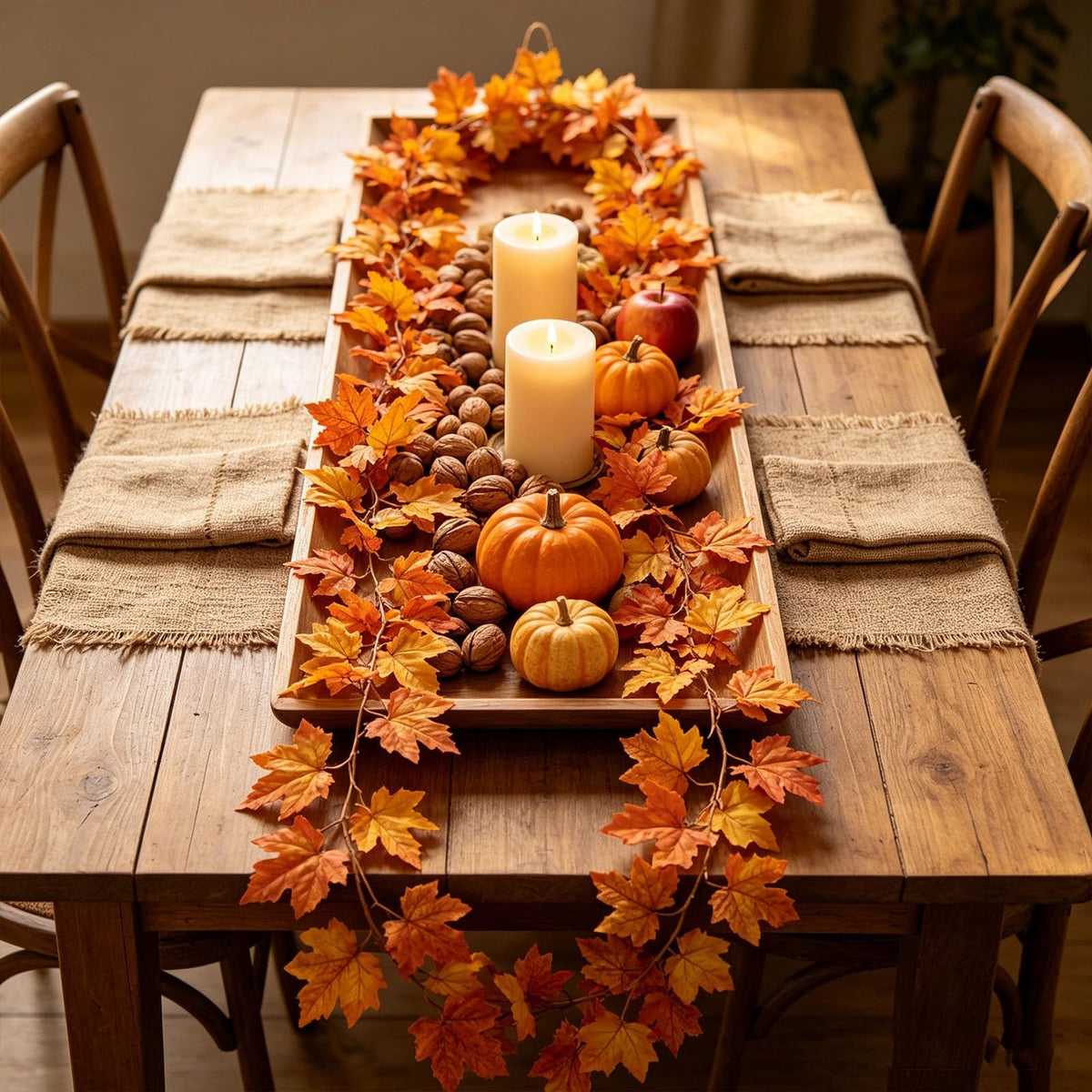 Artificial Maple Leaf Garland by Generic – Plastic, A07, Model pumpkin decorations
