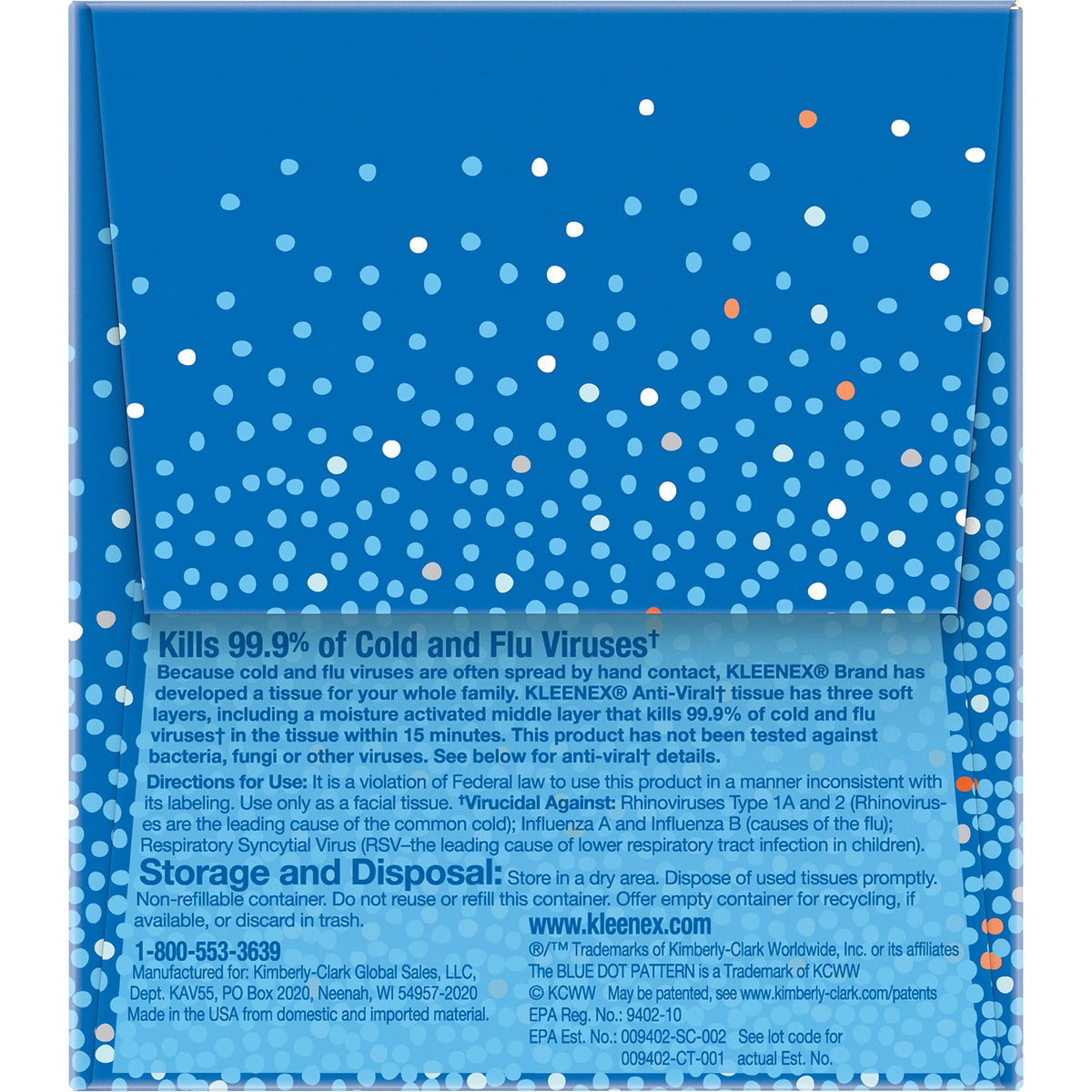 Anti-viral Facial Tissue by Kleenex – 1 Count (Pack of 27), Paper, Blue, Pack of 27, Model 54505CT
