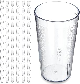 Carlisle FoodService Products Stackable Tumbler Plastic Tumbler with Pebbled Exterior for Restaurants, Catering, Kitchens, Plastic, 12 Ounces, Clear, (Pack of 24)