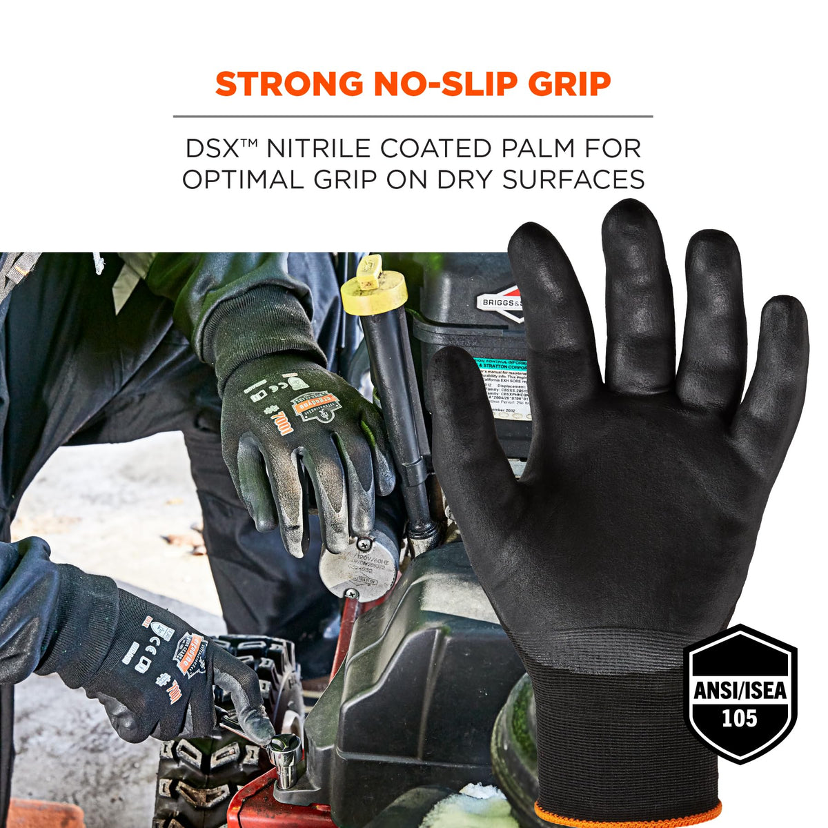Nitrile Coated Work Gloves by Ergodyne – 1 Count (Pack of 1), Polyester, Black, Model 17953