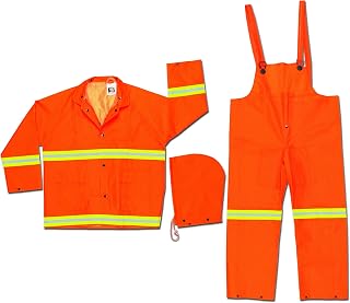 MCR Safety 2013RX5 Luminator PVC/Polyester 3-Piece Suit with Reflective Material Tape, Fluorescent Orange, 5X-Large