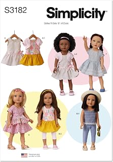 Simplicity SS3182OS 18" Doll Clothes Sewing Pattern Packet, Design Code S3182, One Size