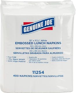 Genuine Joe GJO11254PK, 1-ply Embossed Lunch Napkins, 400 / Pack, White