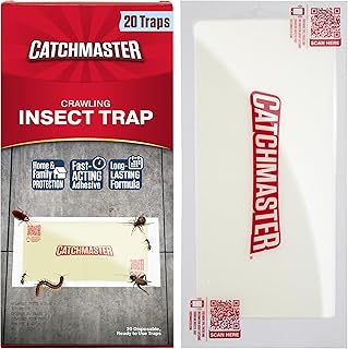 Catchmaster XL Extra-Strength Centipede & Spider Glue Traps 20-PK, Adhesive Bug Catcher, Spider, Cricket, Ant & Roach Traps for Home, Bulk Insect Glue Boards for House & Garage, Pest Control for Home
