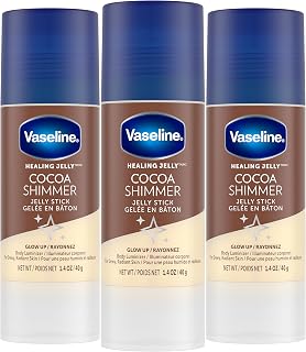Vaseline Cocoa Shimmer Jelly Stick 3-Pack, Anti-Chafing Lotion, 1.4 Oz Ea