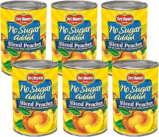 Del Monte No Sugar Added Yellow Cling Sliced Peaches, Canned Fruit, 6-Pack, 14.5 oz Can