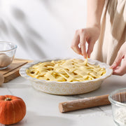 Malacasa Stoneware Pie Dish, 9 Inch Embossed, Ivory