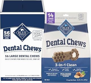 Blue Buffalo Large Dental Chews Bundle, 22 oz x 4 Bags, 1.38 Pound (Pack of 32)