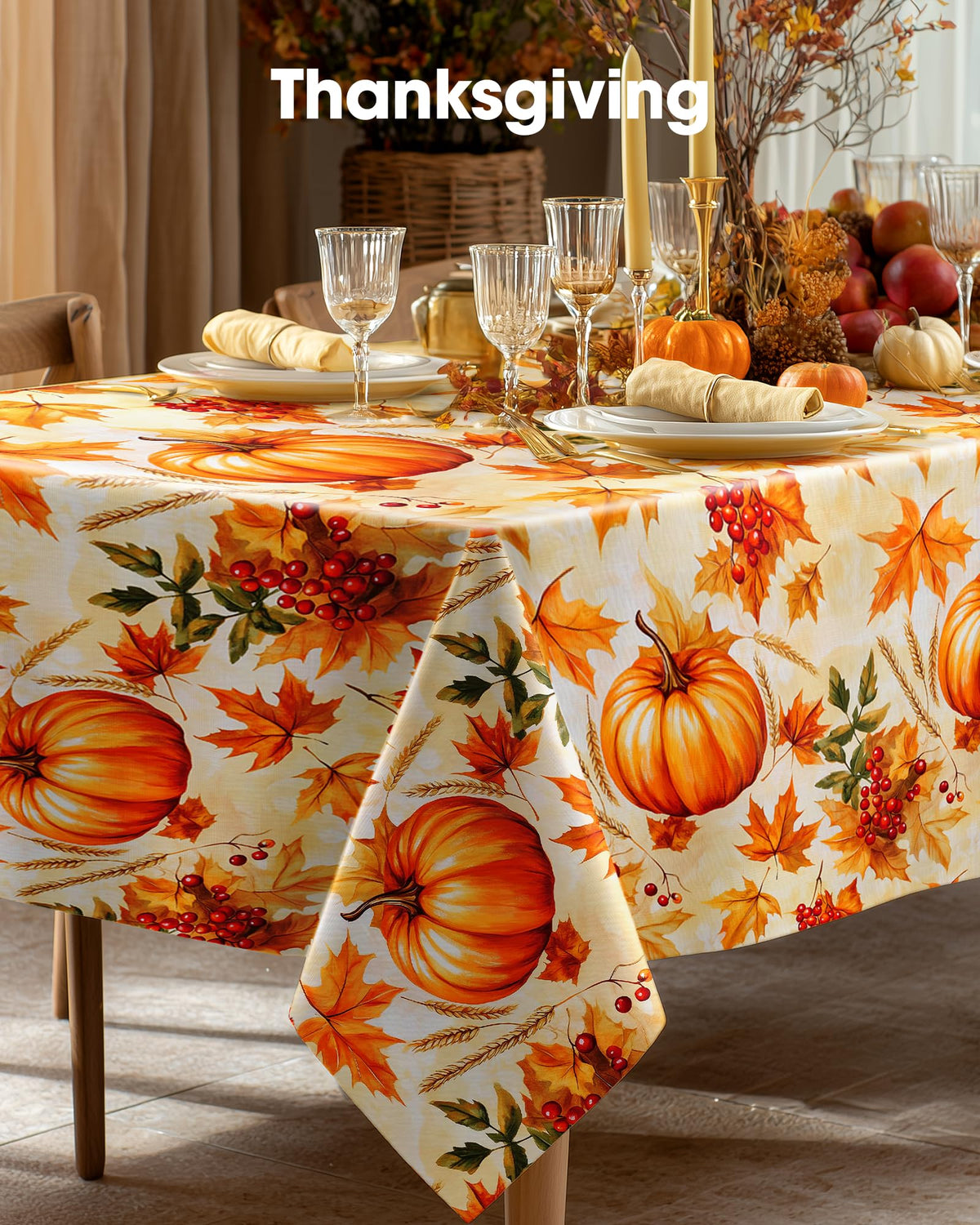 Pureegg Plastic Tablecloth, 54 x 108 Inch Rectangle, Pumpkin Harvest 10 Pack