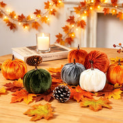 Super Holiday Velvet Pumpkins, 15 Pack, Assorted Autumn Colors