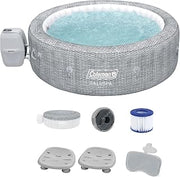 Coleman Sicily AirJet Inflatable Hot Tub with 2 Pack of Bestway SaluSpa Underwater Non-Slip SpaSeat and Padded Headrest Pillow
