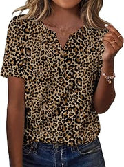 Womens Summer Tops Casual Short Sleeve V Neck T Shirts Dressy Blouse