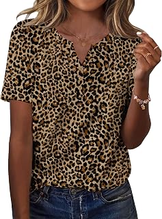 Womens Summer Tops Casual Short Sleeve V Neck T Shirts Dressy Blouse