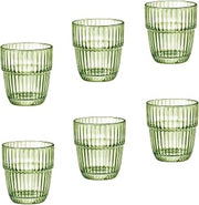 Bormioli Rocco Barshine 10.38 oz. Rocks Stackable Tempered Drinking Glasses, Set of 6, Mint Green
