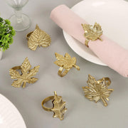 Cleentable Leaf Napkin Rings, Set of 12, Antique Gold