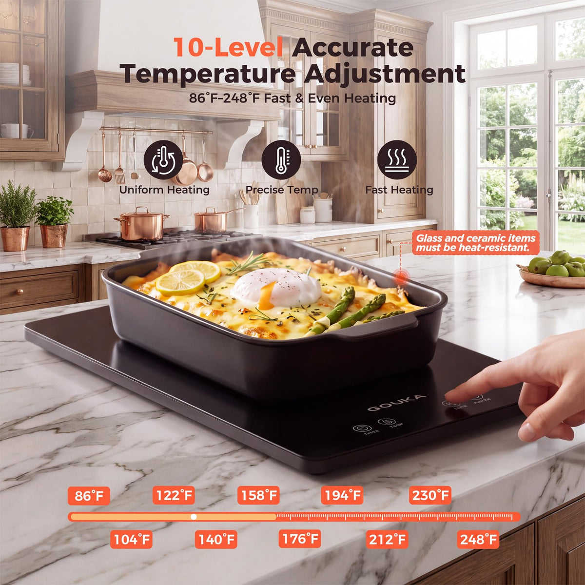 Gouka Electric Warming Tray, 4-Panel Buffet Server, Black