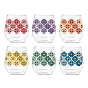 TOSSWARE POP 14oz Vino Designer Series - Shapes 1, SET OF 6, Premium Quality, Recyclable, Unbreakable & Crystal Clear Plastic Printed Glasses