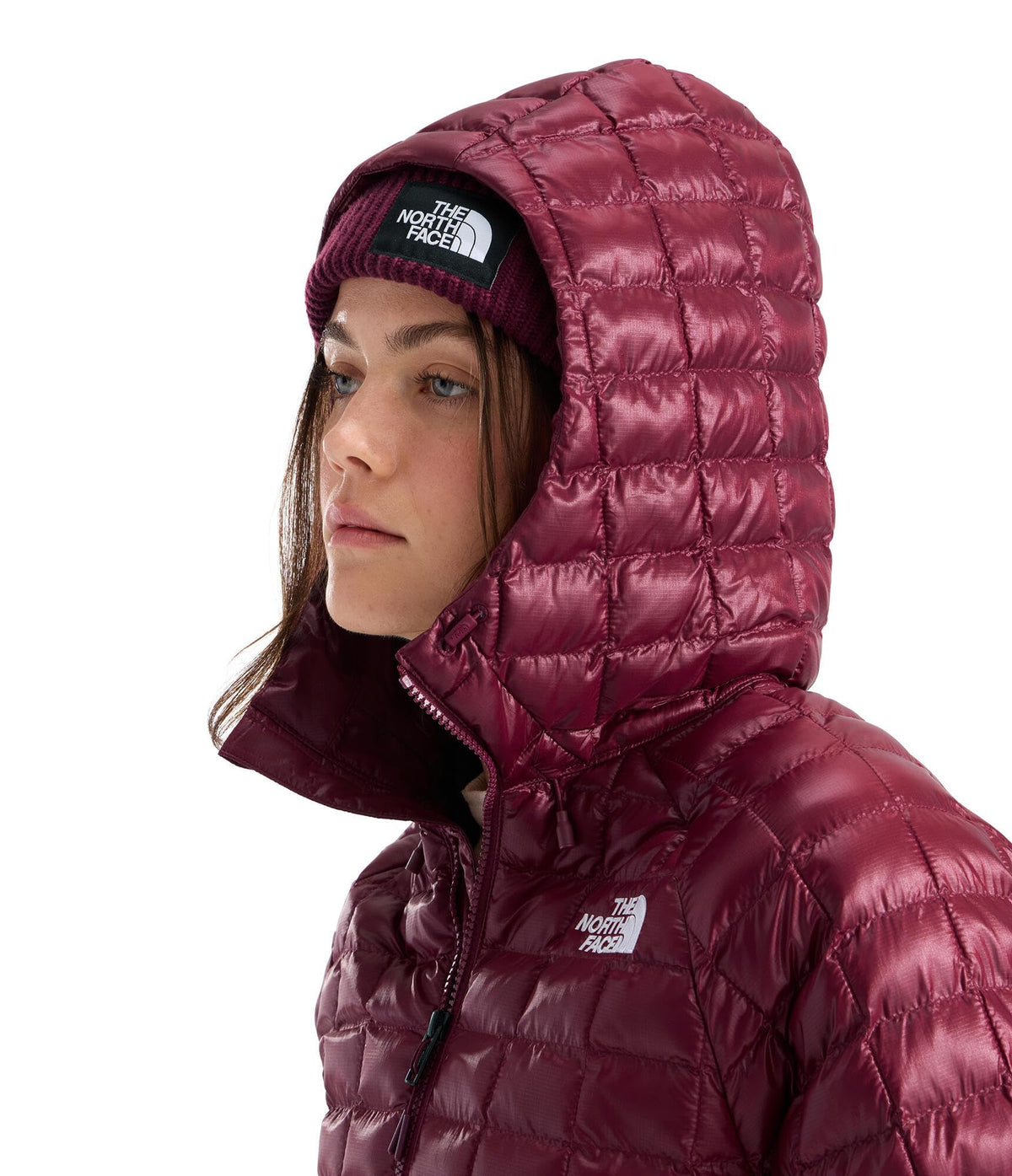 Women's Thermoball Hooded Parka by The North Face – Polyester, Burgundy Crush, Model NF0A8D3T
