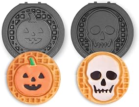 Dash MultiMaker® Mini System Removable Plate Set - Nonstick Replacement Plates for Halloween Waffle Breakfast - Waffle Maker Not Included - 4-Inch - Two-Pack - Skull & Jack-O-Lantern
