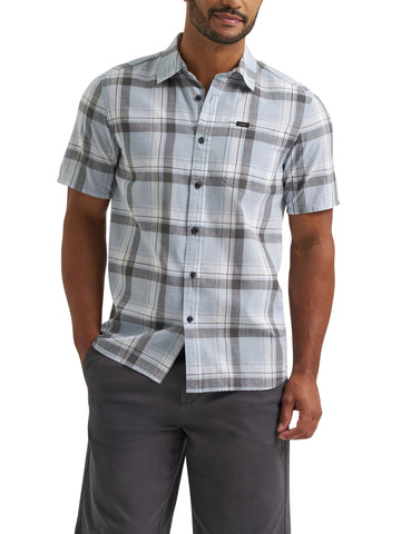 Men's All Purpose Classic Fit Short Sleeve Shirt – Cotton, Concrete Gray Plaid, Model 112382046