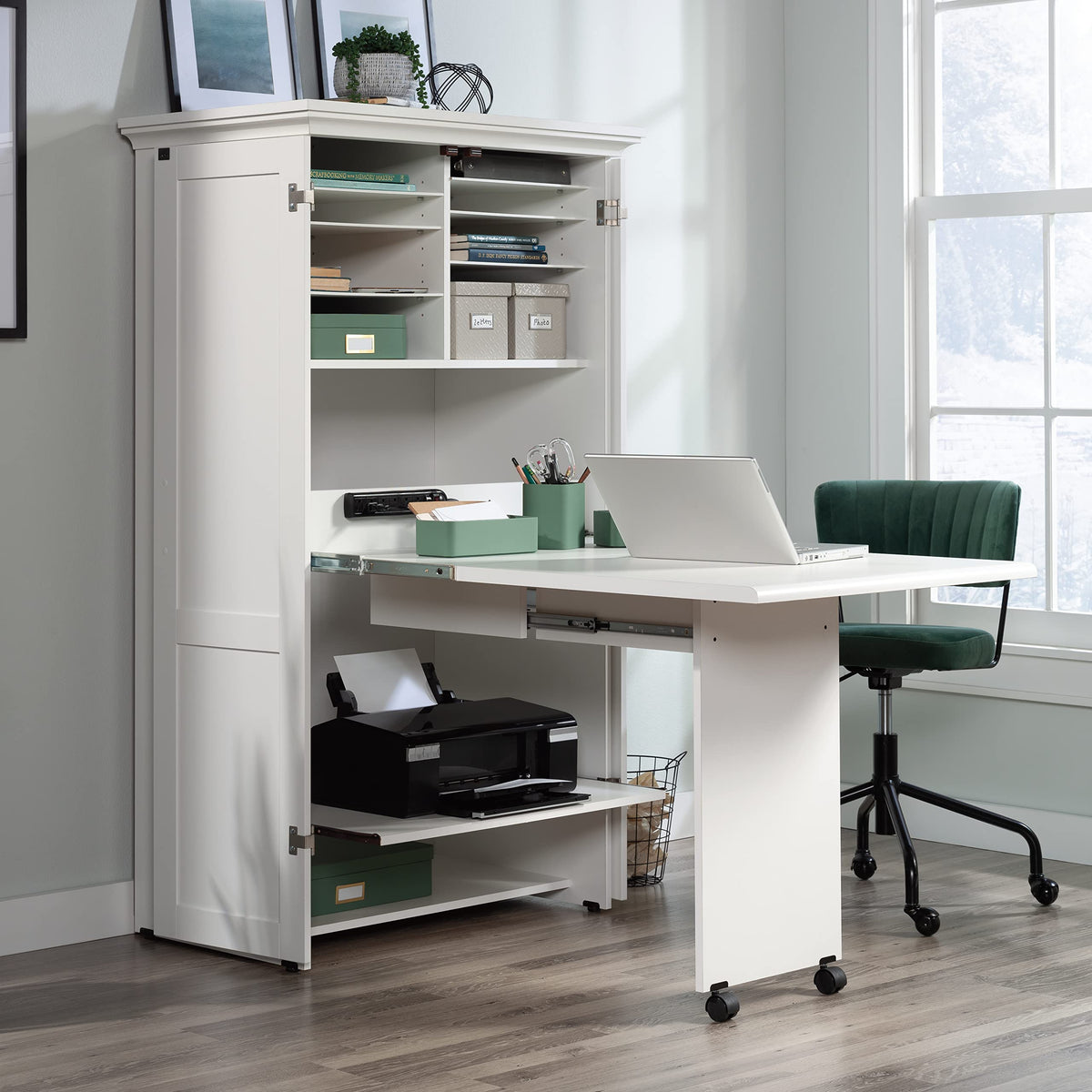 Sauder Timber Oak / Armoire / L: 35.12" x W: 21.81" x H: 61.58" Sewing Cabinets