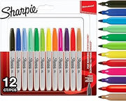 Sharpie Permanent Markers | Fine Point for Bold Details | Assorted Colours | 12 Count