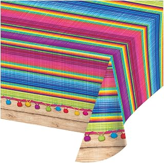 Creative Converting 324357 All Over Print Plastic Table cover, 54 x 102", Serape