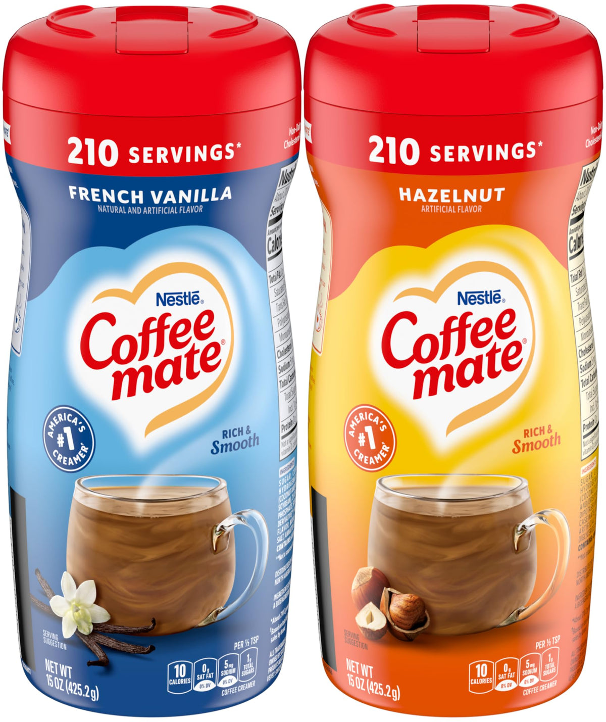 French Vanilla by Coffee Mate – 15 Ounce (Pack of 2), Pack of 2, Model COFFEEMATE-PwdFRENCH/HAZELNUT-15Oz-2Pack