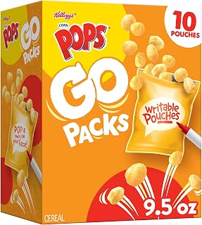 Kellogg's Corn Pops Go Packs Cereal, Kids Snacks, Lunch Snacks, Original, 9.5oz Box (10 Pouches)