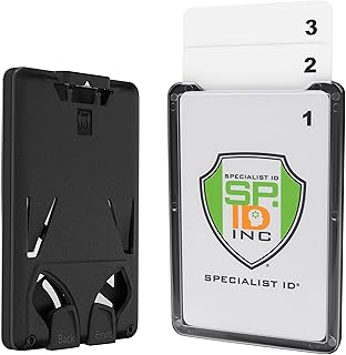 2 Pack - 3 Card Badge Holder Up to Three ID Badges - Heavy Duty Vertical Rigid Hard Plastic Case for Multiple Cards - Polycarbonate - Tactical CAC, Smart & Swipe I'd Holders by Specialist ID (Black)