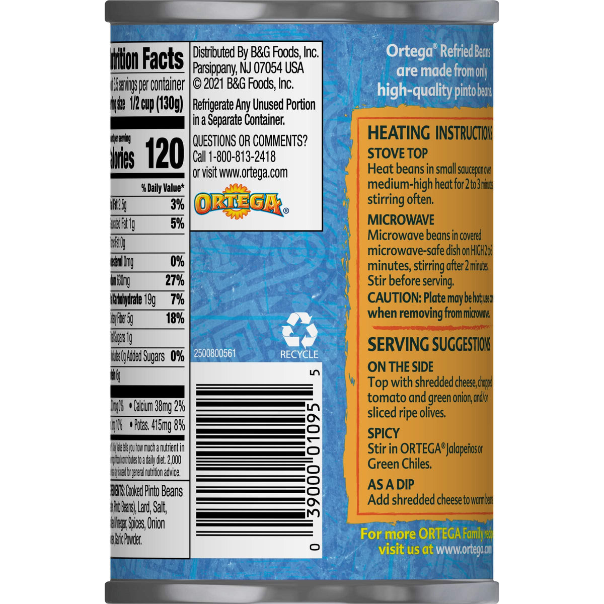 Refried Beans by Ortega – 16 Ounce (Pack of 2), Traditional, Pack of 2, Model 7701095