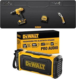 Workbench Mat, ToughSound Pro Bluetooth Speaker Bundle | Protect your workspace while enjoying powerful Bluetooth audio with this durable DEWALT bundle.