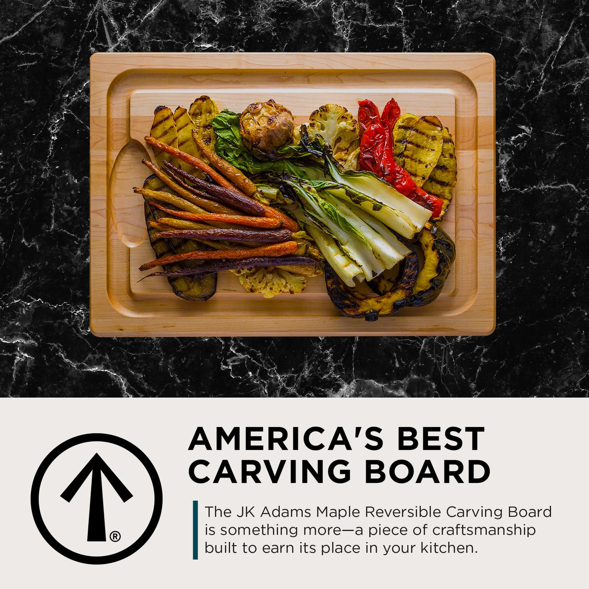 J.K. Adams Maple Wood Cutting Board, Juice Channel, 20 x 14 Inch