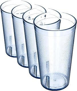 Carlisle FoodService Products Stackable Tumbler Plastic Tumbler with Pebbled Exterior for Restaurants, Catering, Kitchens, Plastic, 16 Ounces, Blue (Pack of 4)