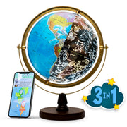 with Interactive APP & LED Illuminated Constellations at Night by SJSMARTGLOBE – Original, Wood, Blue, Model SJE-260-GASW2