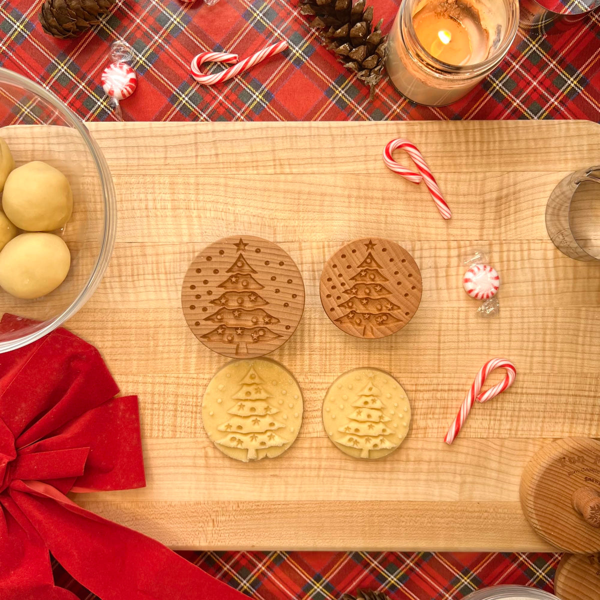 Fun Food Tools Cookie Stamp, 2.5 Inch Diameter, Christmas Tree