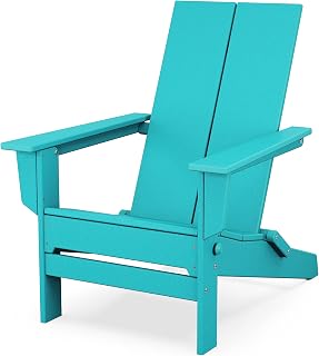 Polywood Contemporary Modern Folding Adirondack Chair in Aruba