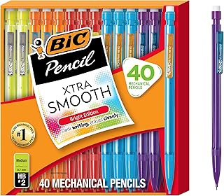 BIC Xtra Smooth Bright Edition Mechanical Pencils, 0.7 mm Medium Point, Bulk School Supplies for Students and Teachers, 40-Count Pack