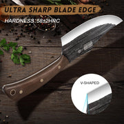 HOSHANHO Butcher Knife Set, High Carbon Stainless Steel, 8 Piece with Roll Bag