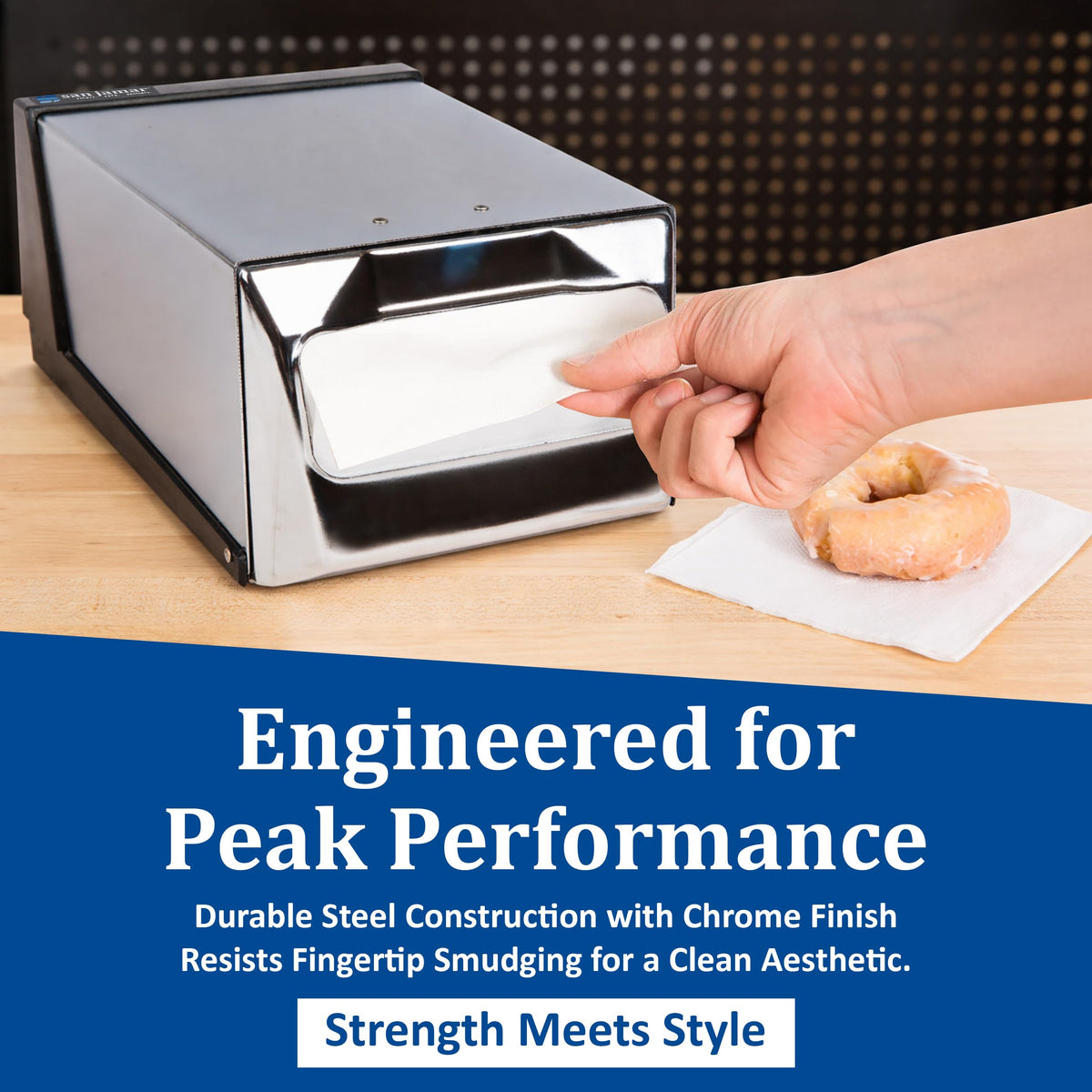 Fullfold Chrome Countertop Napkin Dispenser by San Jamar – Fullfold, Metal, Chrome, Model H3001XC