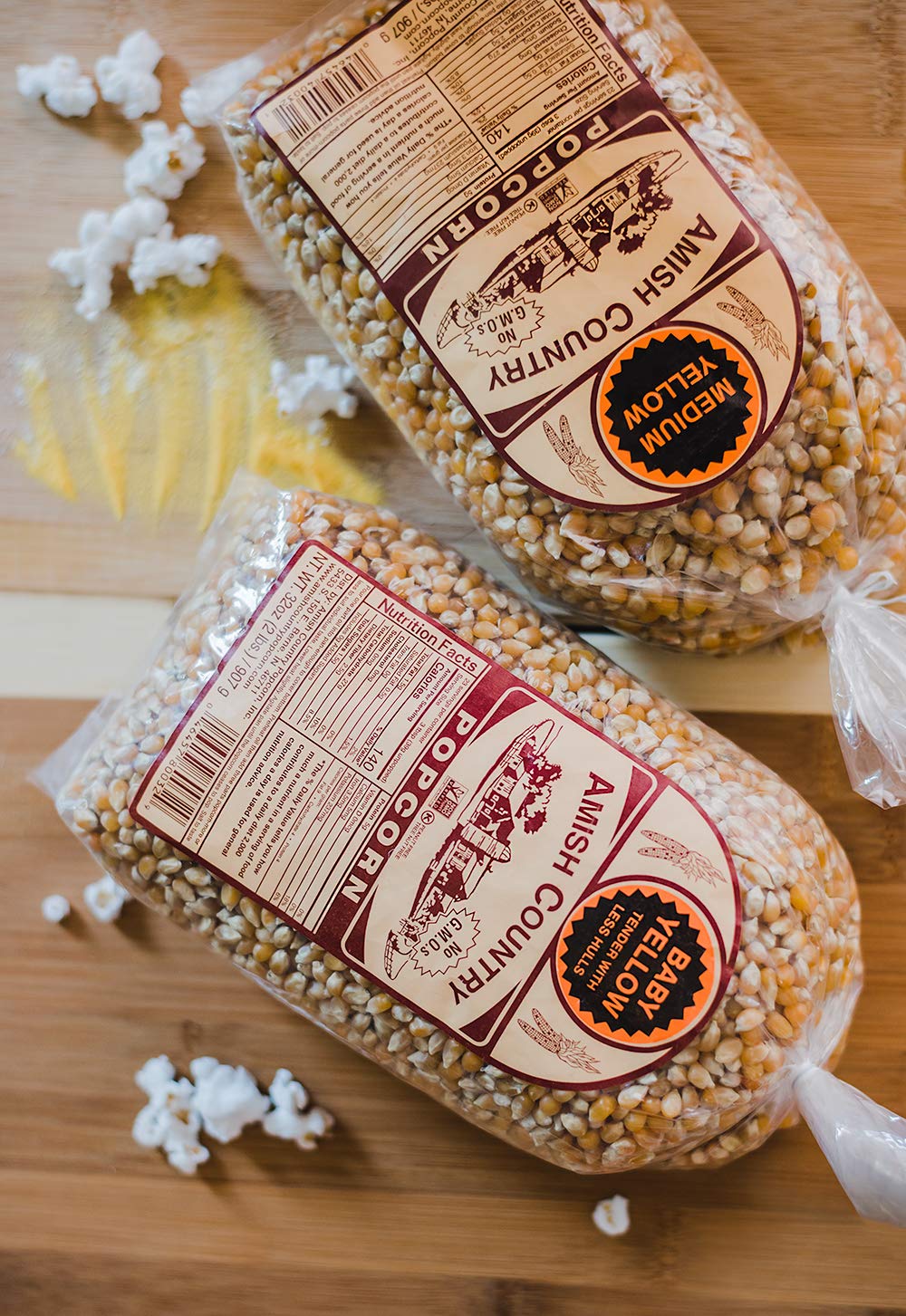 2 Lb Baby Yellow & 2 Lb Medium Yellow Kernels | Old Fashioned by Amish Country Popcorn – 2 Count (Pack of 1), Model FD-TVXX-0BHV(A)